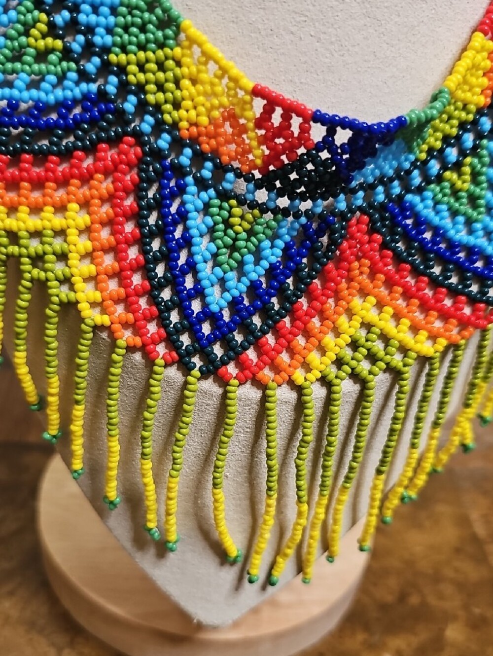 HUOCHOHandmade Multicolor Beaded Fringe Statement Necklace - Picture 3 of 8